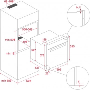 Teka HCB 6535 Φούρνος άνω Πάγκου 70lt χωρίς Εστίες Π59.5εκ. Inox